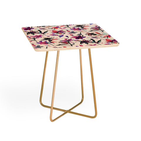 Ninola Design Purple Ink Flowers Side Table