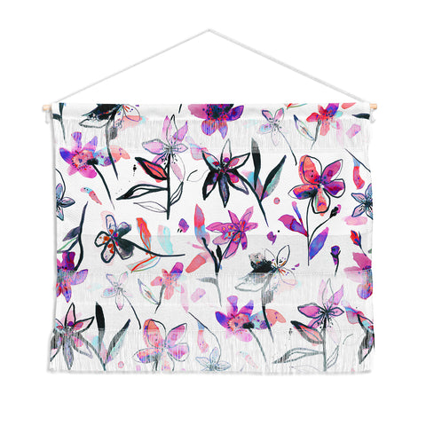 Ninola Design Purple Ink Flowers Wall Hanging Landscape