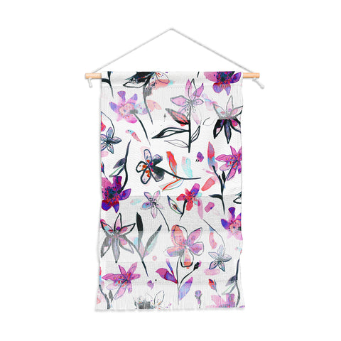 Ninola Design Purple Ink Flowers Wall Hanging Portrait