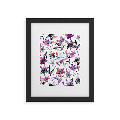 Ninola Design Purple Ink Flowers Framed Art Print