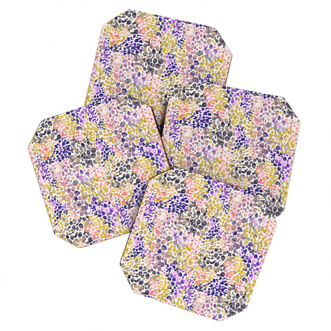 Ninola Design Purple Speckled Painting Watercolor Stains Coaster Set