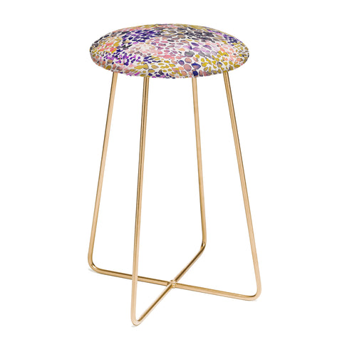 Ninola Design Purple Speckled Painting Watercolor Stains Counter Stool