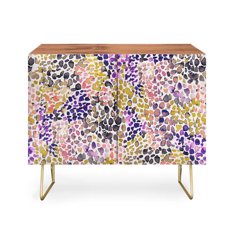 Ninola Design Purple Speckled Painting Watercolor Stains Credenza