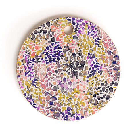 Ninola Design Purple Speckled Painting Watercolor Stains Cutting Board Round