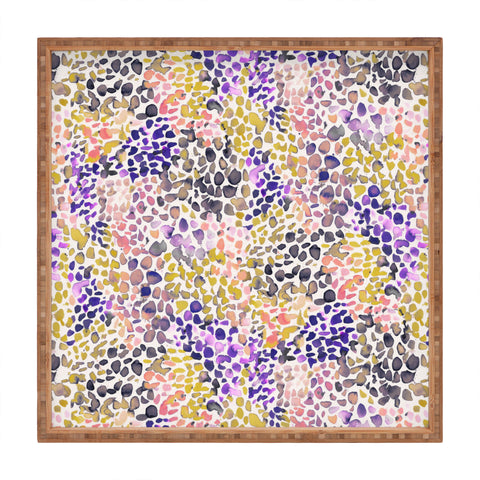 Ninola Design Purple Speckled Painting Watercolor Stains Square Tray