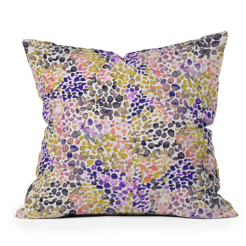 Ninola Design Purple Speckled Painting Watercolor Stains Throw Pillow