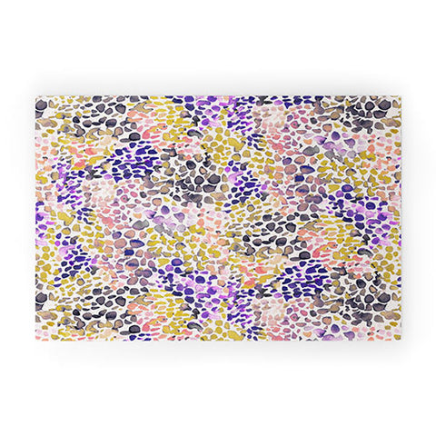Ninola Design Purple Speckled Painting Watercolor Stains Welcome Mat