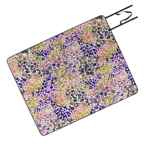 Ninola Design Purple Speckled Painting Watercolor Stains Picnic Blanket