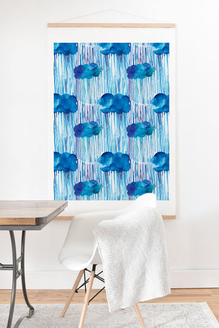 Ninola Design Rain Blue Clouds Art Print And Hanger