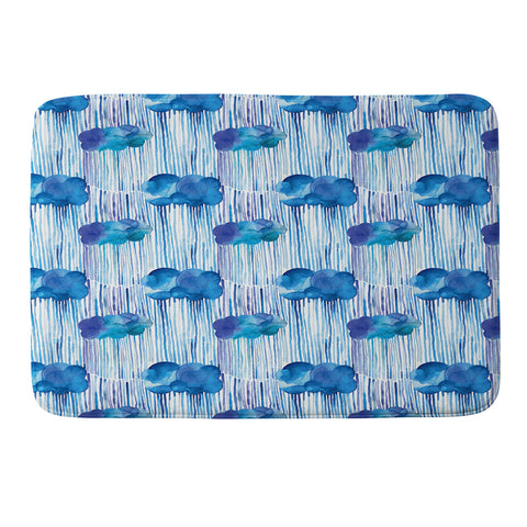 Ninola Design Rain Blue Clouds Memory Foam Bath Mat