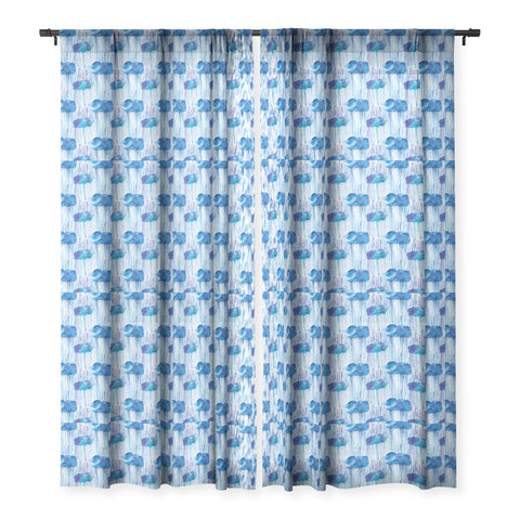 Ninola Design Rain Blue Clouds Sheer Window Curtain