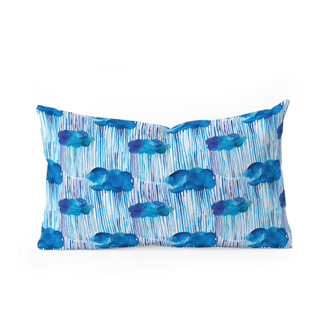 Ninola Design Rain Blue Clouds Oblong Throw Pillow