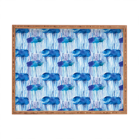 Ninola Design Rain Blue Clouds Rectangular Tray