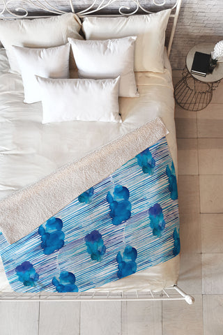 Ninola Design Rain Blue Clouds Fleece Throw Blanket