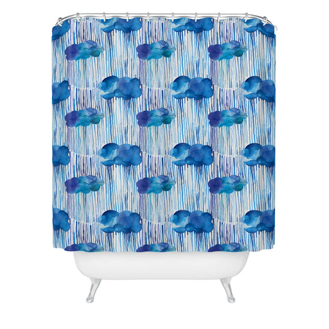 Ninola Design Rain Blue Clouds Shower Curtain