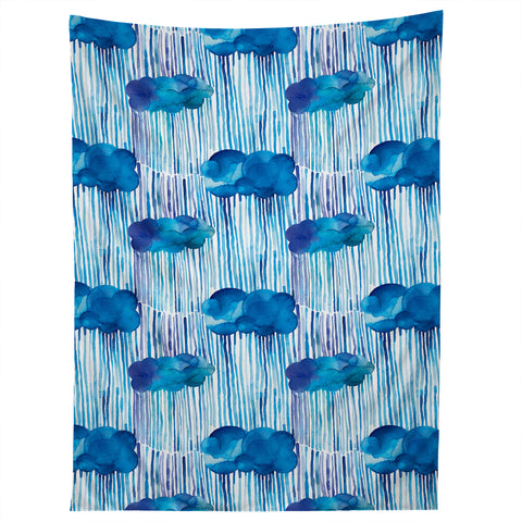 Ninola Design Rain Blue Clouds Tapestry