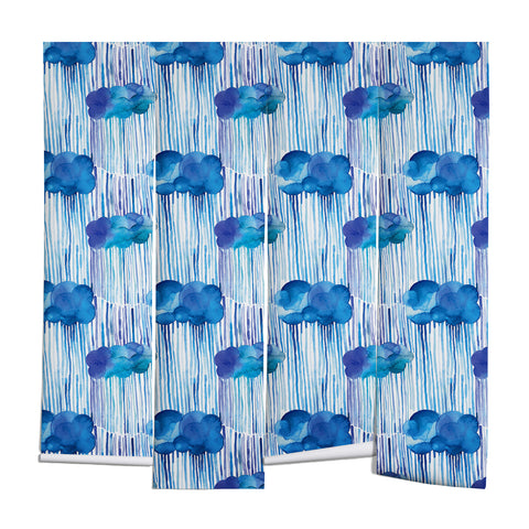 Ninola Design Rain Blue Clouds Wall Mural