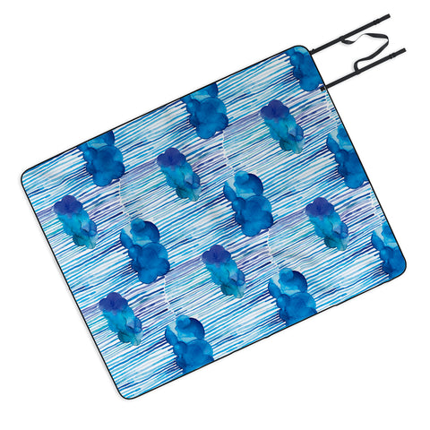 Ninola Design Rain Blue Clouds Picnic Blanket