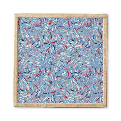 Ninola Design Rain Stripes Blue Framed Wall Art