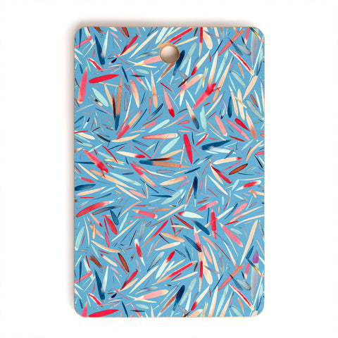 Ninola Design Rain Stripes Blue Cutting Board Rectangle