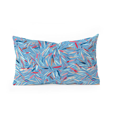 Ninola Design Rain Stripes Blue Oblong Throw Pillow