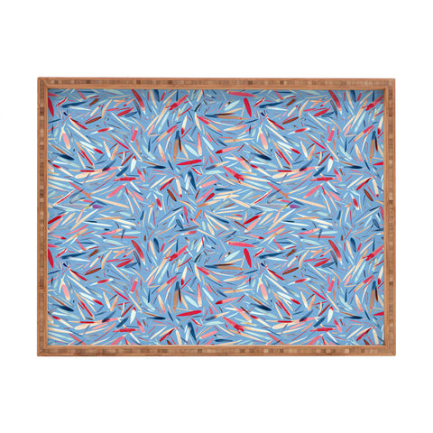 Ninola Design Rain Stripes Blue Rectangular Tray
