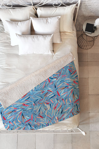 Ninola Design Rain Stripes Blue Fleece Throw Blanket