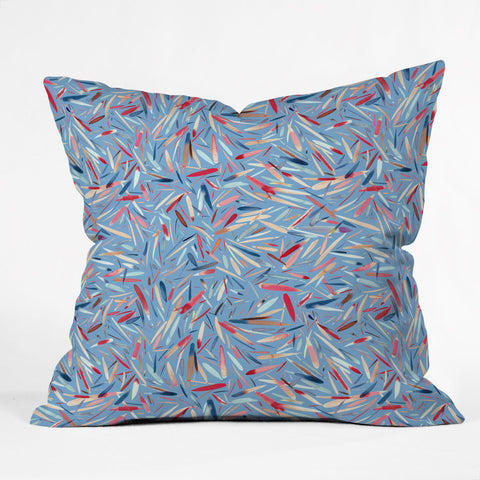 Ninola Design Rain Stripes Blue Outdoor Throw Pillow