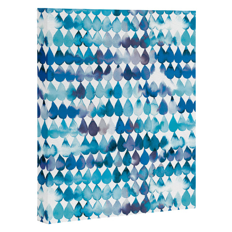 Ninola Design Rainbow Raindrops Blue Art Canvas