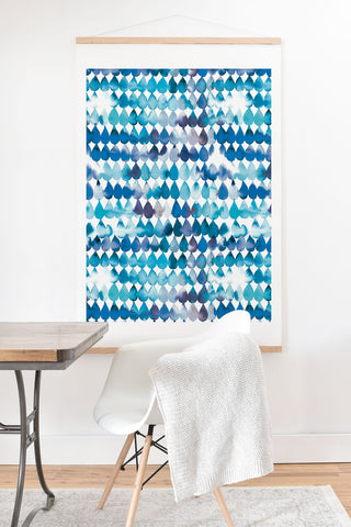 Ninola Design Rainbow Raindrops Blue Art Print And Hanger