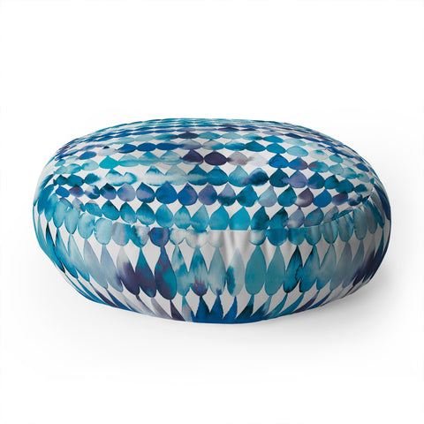 Ninola Design Rainbow Raindrops Blue Floor Pillow Round