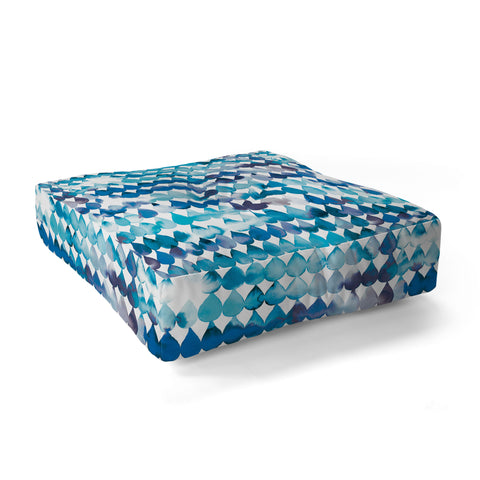 Ninola Design Rainbow Raindrops Blue Floor Pillow Square