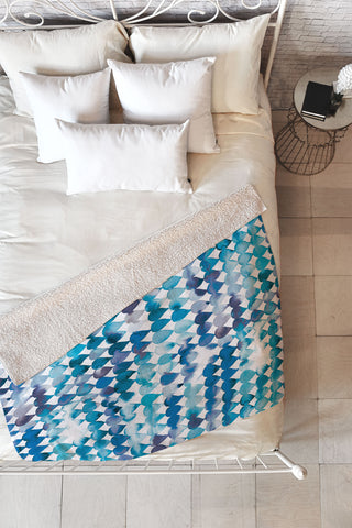 Ninola Design Rainbow Raindrops Blue Fleece Throw Blanket