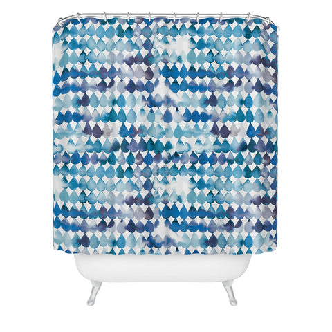 Ninola Design Rainbow Raindrops Blue Shower Curtain