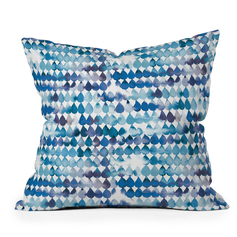 Ninola Design Rainbow Raindrops Blue Throw Pillow