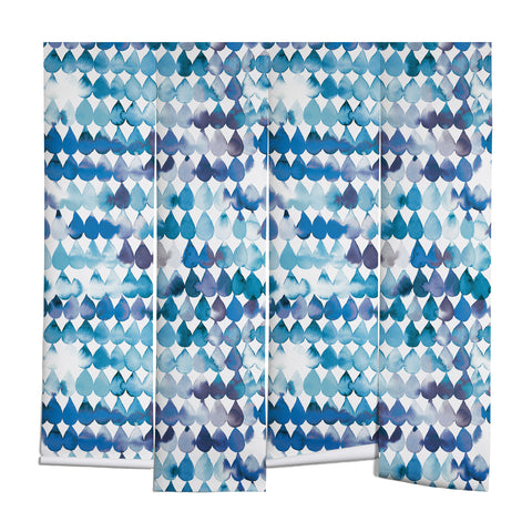 Ninola Design Rainbow Raindrops Blue Wall Mural