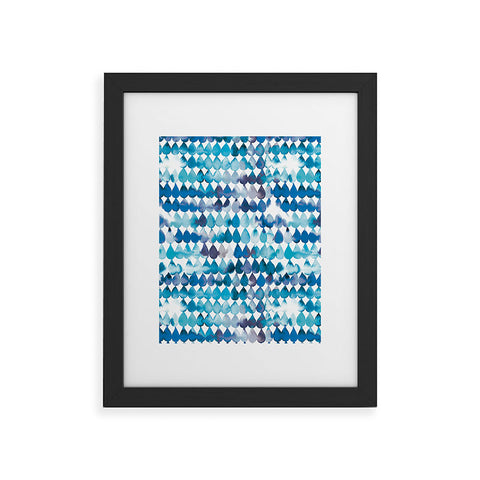 Ninola Design Rainbow Raindrops Blue Framed Art Print