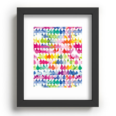 Ninola Design Rainbow Raindrops Colorful Recessed Framing Rectangle
