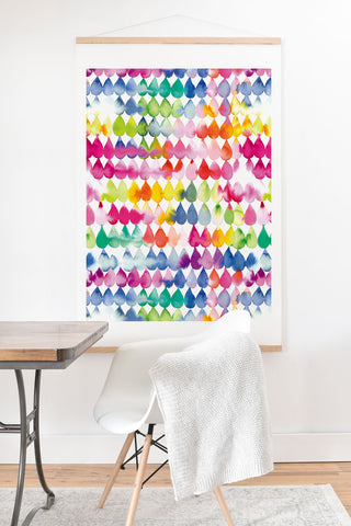 Ninola Design Rainbow Raindrops Colorful Art Print And Hanger