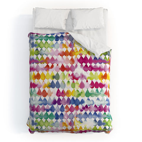 Ninola Design Rainbow Raindrops Colorful Comforter