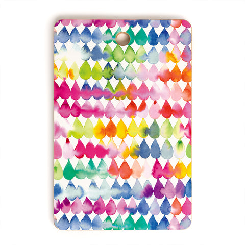 Ninola Design Rainbow Raindrops Colorful Cutting Board Rectangle