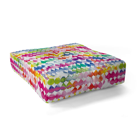 Ninola Design Rainbow Raindrops Colorful Floor Pillow Square