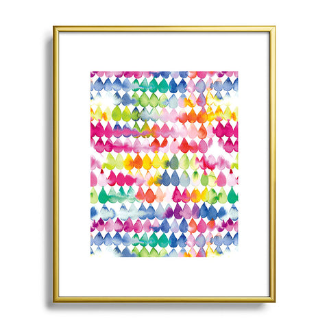 Ninola Design Rainbow Raindrops Colorful Metal Framed Art Print