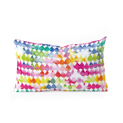 Ninola Design Rainbow Raindrops Colorful Oblong Throw Pillow