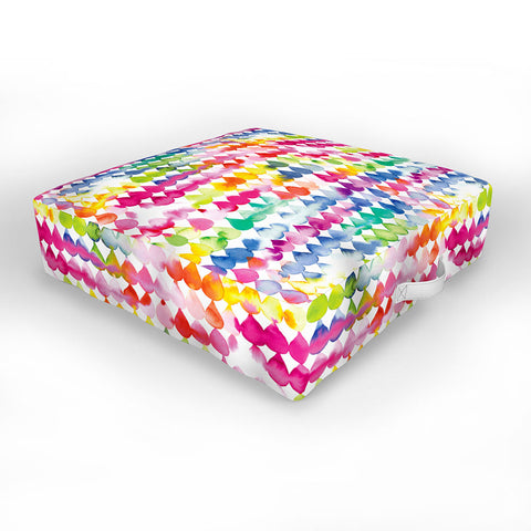Ninola Design Rainbow Raindrops Colorful Outdoor Floor Cushion