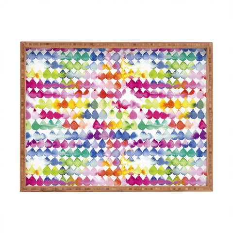 Ninola Design Rainbow Raindrops Colorful Rectangular Tray