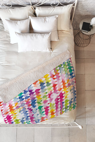 Ninola Design Rainbow Raindrops Colorful Fleece Throw Blanket