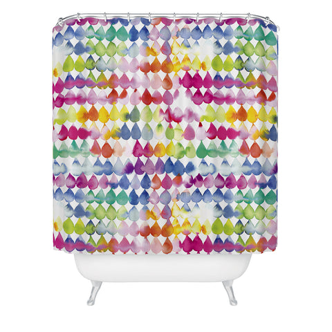 Ninola Design Rainbow Raindrops Colorful Shower Curtain
