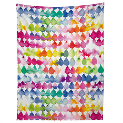 Ninola Design Rainbow Raindrops Colorful Tapestry