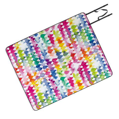 Ninola Design Rainbow Raindrops Colorful Picnic Blanket